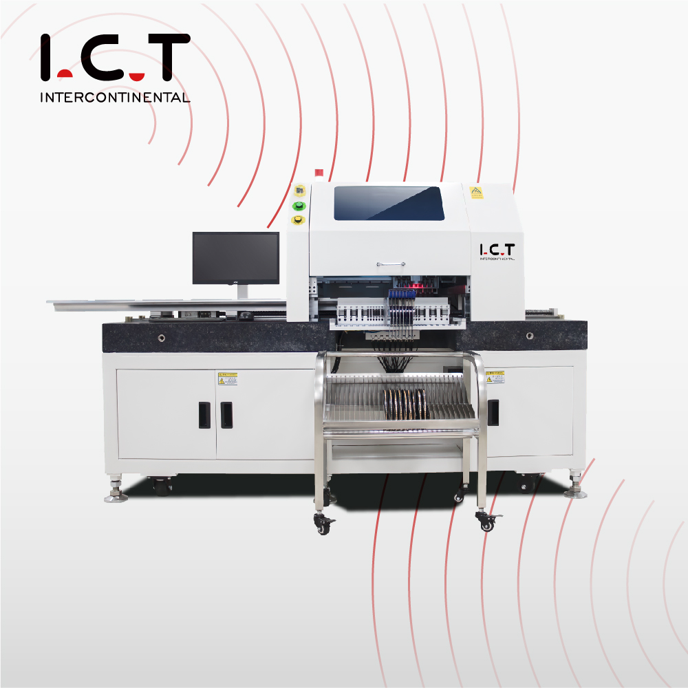TIC |Montador de chips LED Máquina de selección y colocación de montaje SMD en línea con 8 cabezales 66 alimentadores